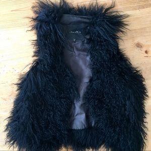 Olive Olivia - BOHO CHIC! Black Fur Alpaca Vest
